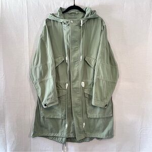 NWT Women’s L Club Monaco 100% Cotton Tea-Dyed Parka Sage Green Utility Chore